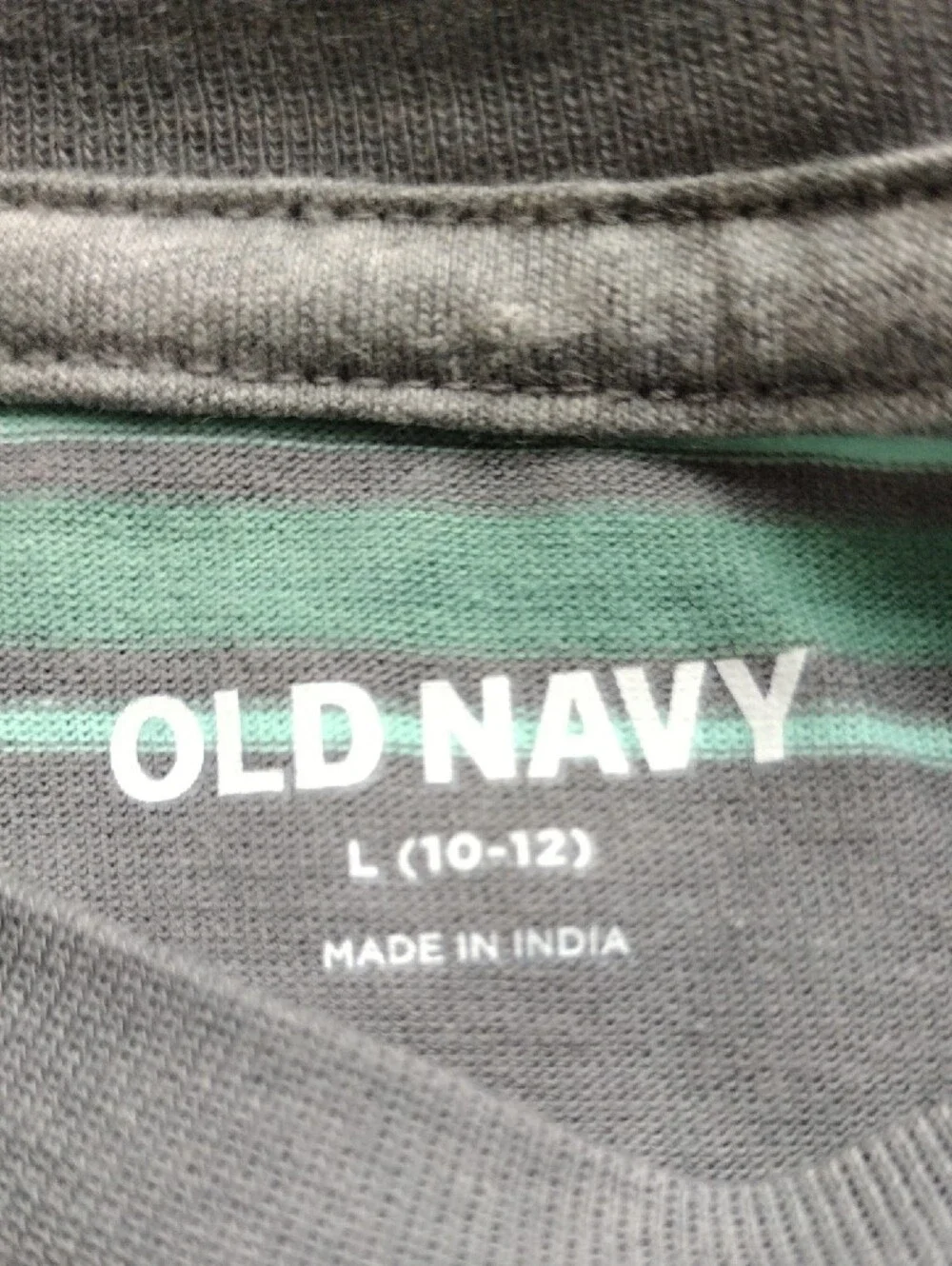 Old Navy Gray Tee with Mint Green Stripes